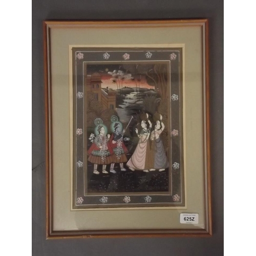 625Z - An Indian painting on linen, water carriers in a moonlit landscape, 9