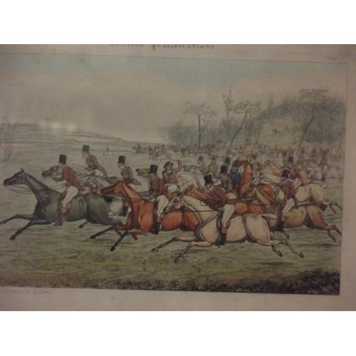 633 - A pair of Alkin Hunting prints, 'Getting Over' and 'Getting Away', in Hogarth frames, 12