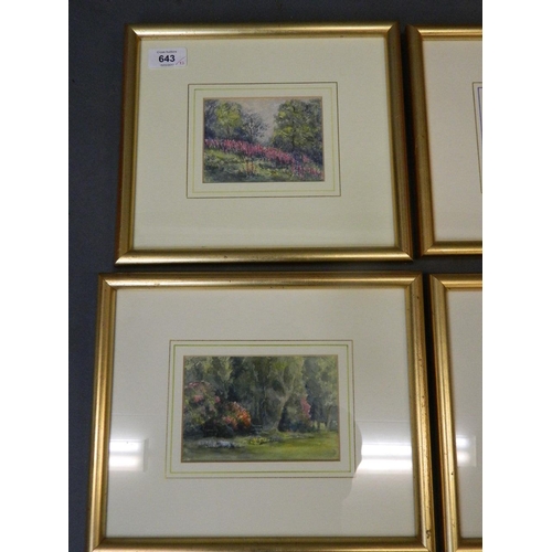 643 - Henry Longueville Graham, set of eleven C19th watercolours, rural landscapes, labels verso, 4½