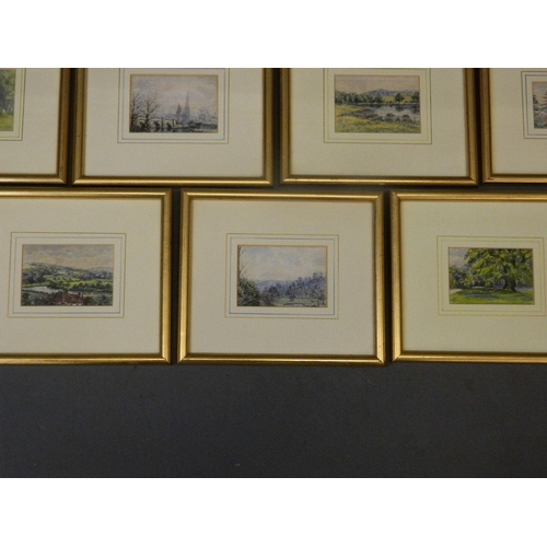 643 - Henry Longueville Graham, set of eleven C19th watercolours, rural landscapes, labels verso, 4½