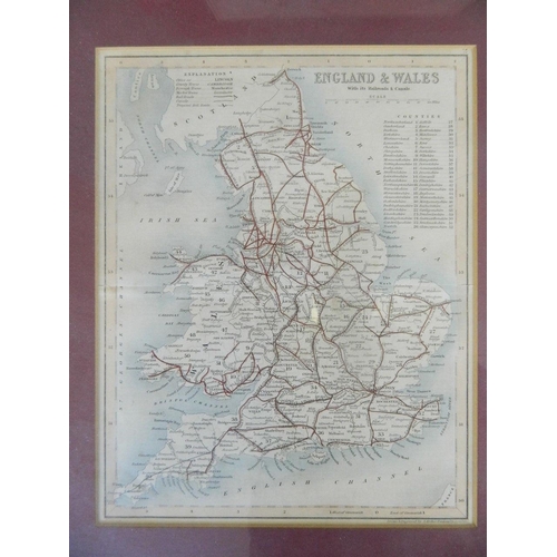 660 - A quantity of C19th hand coloured maps to include Surrey, England & Wales, Europe & The World, toget... 