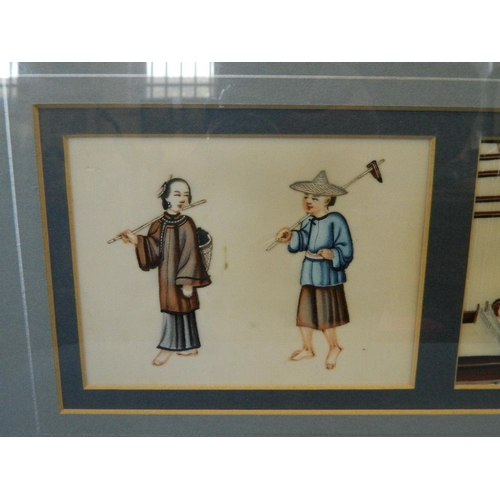 662 - A set of three late C19th/early C20th Chinese watercolours on rice paper depicting the silk making p... 