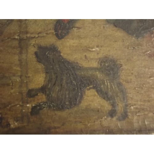 672 - A Medieval oil on oak panel, The Mocking of Christ, possibly C16th North European, 12½