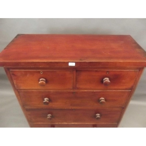 739 - A Victorian mahogany chest of two over three drawers with original turned handles, 18