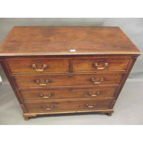 747 - A George III mahogany chest of two over three cock beaded drawers, with original locks and handles, ... 