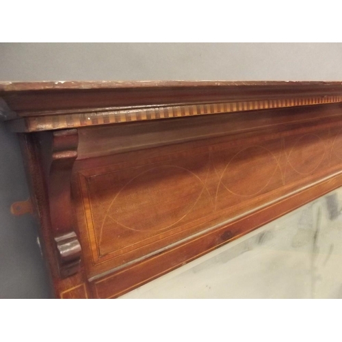 766 - An Edwardian inlaid mahogany overmantle mirror, 46