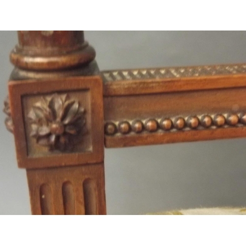 868 - A late C19th walnut side chair with the finest of carved detail in the French style, lacks one finia... 