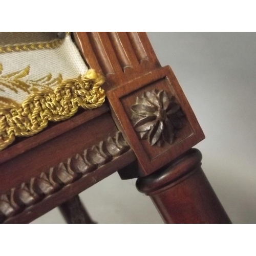 868 - A late C19th walnut side chair with the finest of carved detail in the French style, lacks one finia... 