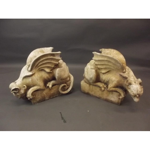 916 - A pair of reconstituted stone dragon gargoyles, 20