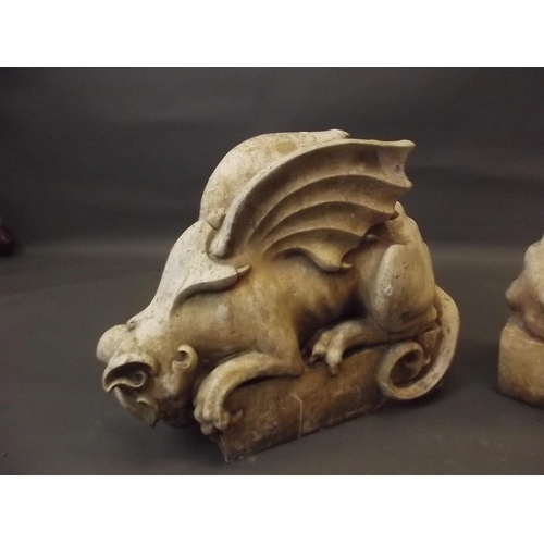 916 - A pair of reconstituted stone dragon gargoyles, 20