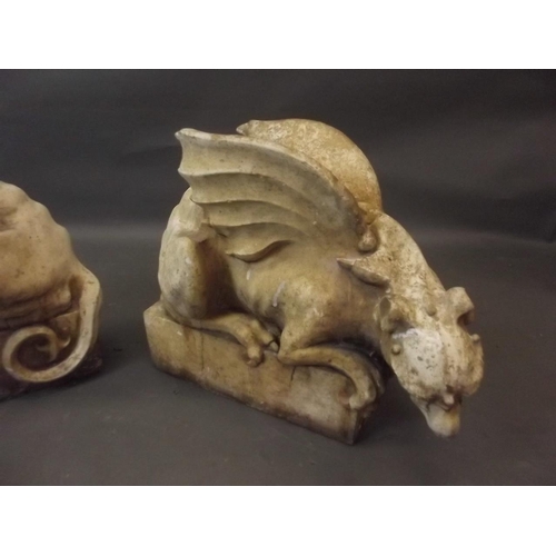 916 - A pair of reconstituted stone dragon gargoyles, 20