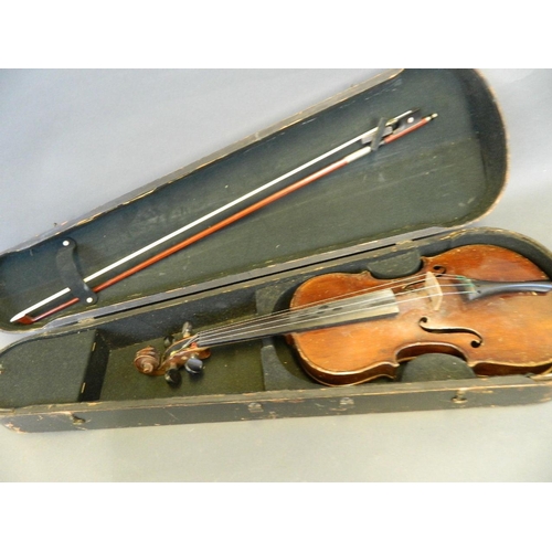 121 - A violin by 'John D. Murdoch & Co. Ltd.' with two piece back, together with a bow and wooden case, 2... 