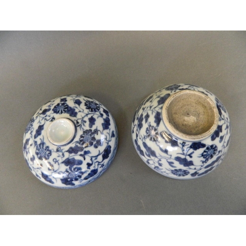 131 - A Chinese blue and white porcelain jar and cover with scrolling floral decoration, 5