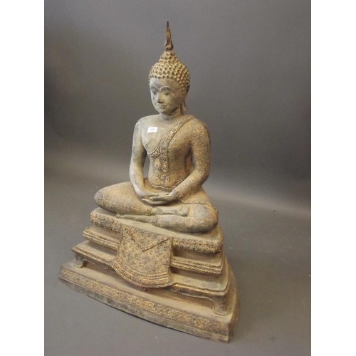 135 - A large Thai bronze figure of a Buddha with gilt highlights, 39