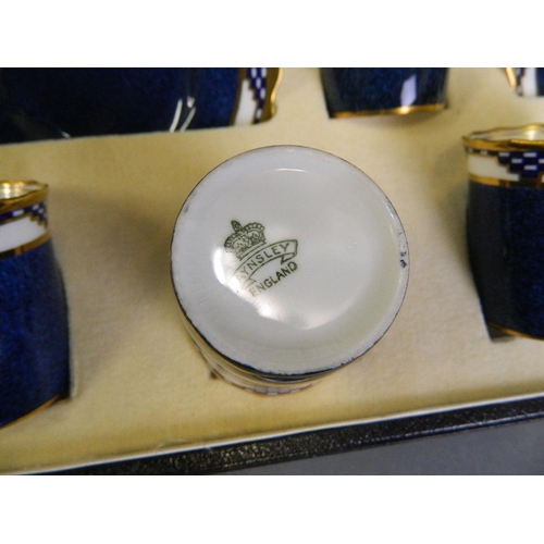 150H - An Aynsley porcelain cabaret set with blue glaze decoration and gilt highlights