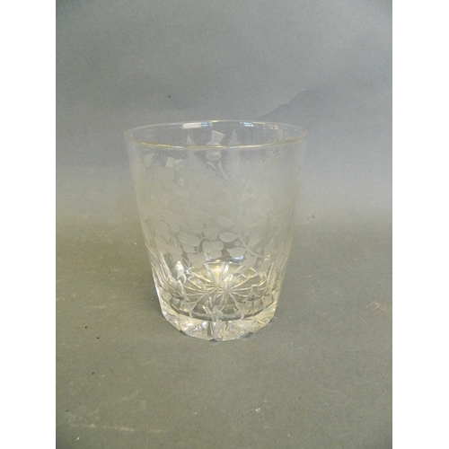 150Q - A Georgian 1805 wheel engraved clear glass tumbler made to commemorate the union of England, Scotlan... 