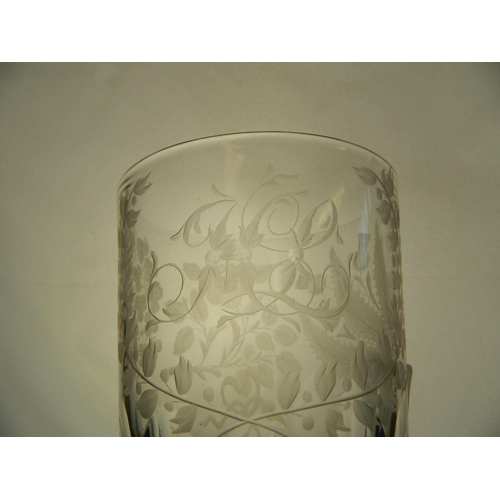 150Q - A Georgian 1805 wheel engraved clear glass tumbler made to commemorate the union of England, Scotlan... 