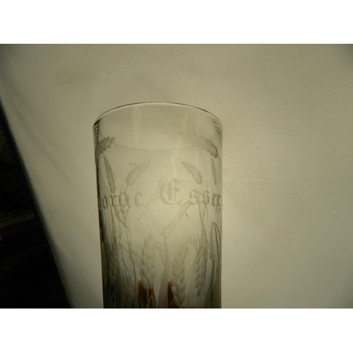 150R - A C19th ale glass with finely engraved masonic decoration, bears name 'George Esser', c1840, 6