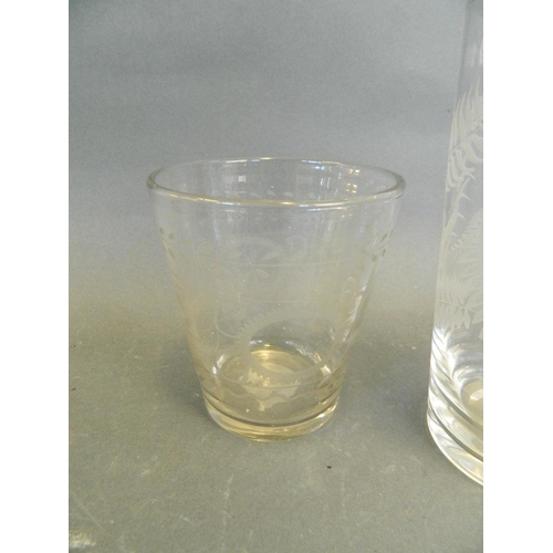 150T - An early C19th Dutch glass tumbler, together with two other early C19th glasses, largest 6