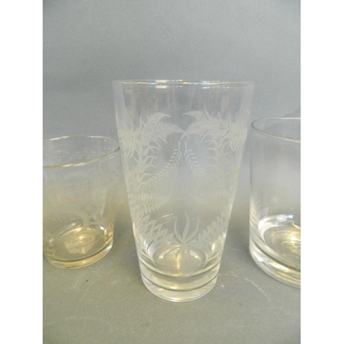 150T - An early C19th Dutch glass tumbler, together with two other early C19th glasses, largest 6