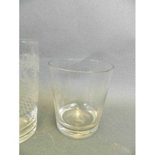 150T - An early C19th Dutch glass tumbler, together with two other early C19th glasses, largest 6