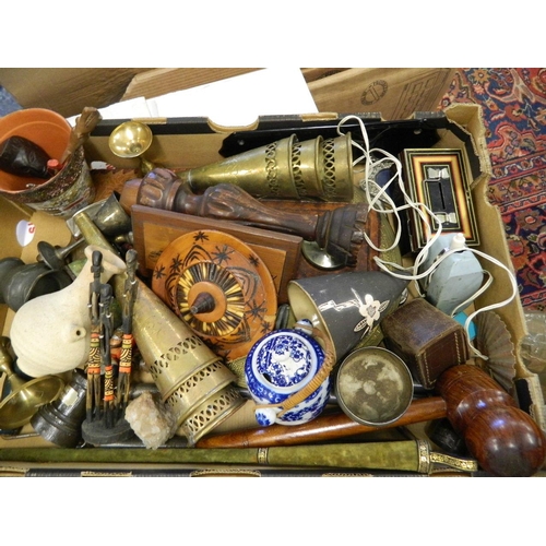 198 - A large quantity of miscellaneous items including gold scales, brass wares etc