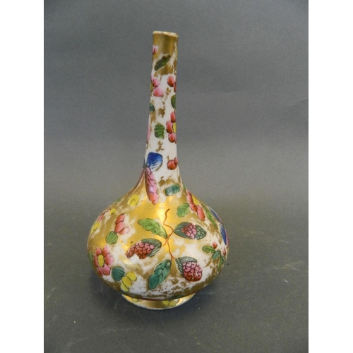 477 - A Persian porcelain long neck baluster specimen vase, signature to base, 5½