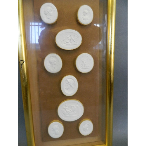 50X - Eight framed plaster intaglios, largest 2½