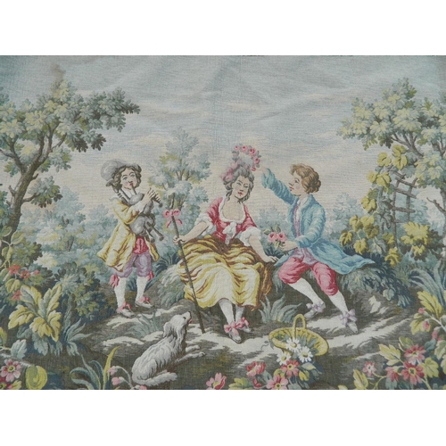 50Z - A Belgian tapestry wall hanging decorated with figures in a floral garden, after Angelika Kaufmann, ... 