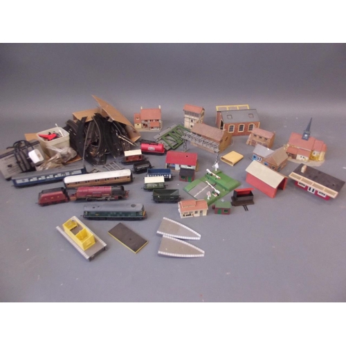 57 - A quantity of Hornby track, rolling stock, one engine, buildings etc