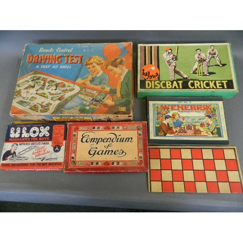 76 - A collection of vintage children's games 'Remote Control Driving Test' by Merit, 'Discbat Cricket', ... 