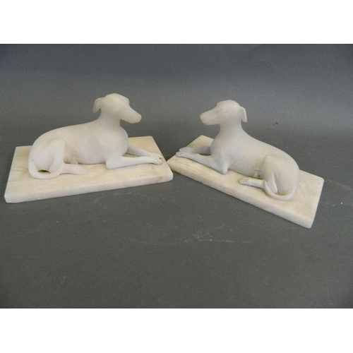 94 - A pair of Victorian alabaster figures of greyhounds, 6