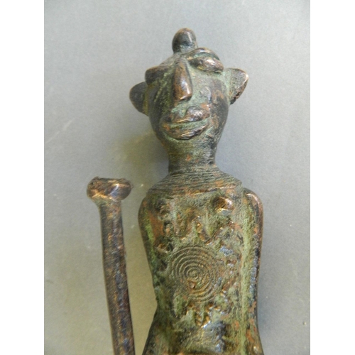 96 - A Benin style Ethnic bronze figure of a warrior, 10