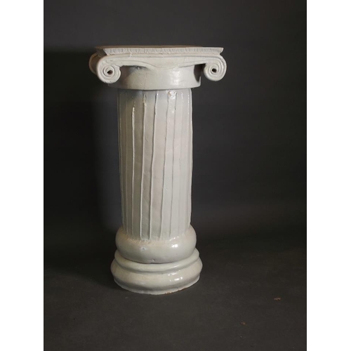 816 - A three section painted terracotta classical column, 37