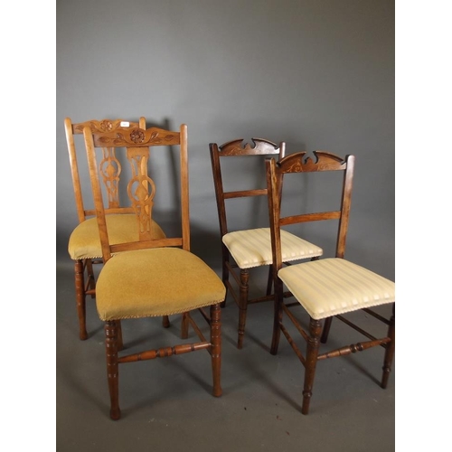 785 - A pair of Edwardian inlaid side chairs, and another pair