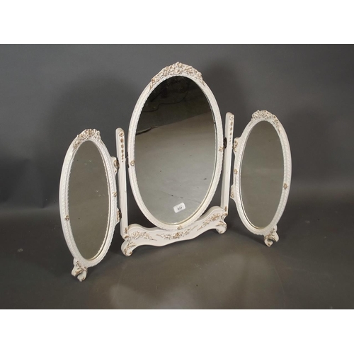 796 - A painted triptych dressing table mirror, 25