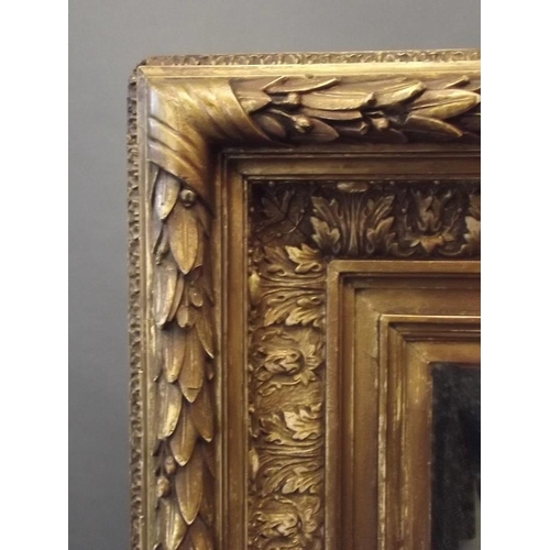 778 - A good C19th giltwood and composition frame with acanthus decoration and laurel border, fitted with ... 