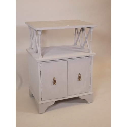 895 - A painted side cabinet with two drawers and an open shelf, 21