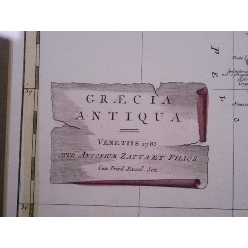 101 - A C18th hand coloured map engraving - 'Graecia Antiqua', published by A. Zatta, Venice, 1785, 12