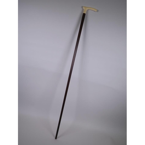 75 - A late C19th/early C20th ivory handled walking stick, 35½