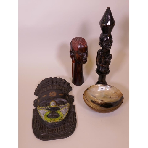 79 - An African hardwood carved bust 12