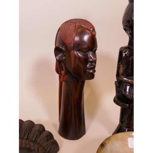 79 - An African hardwood carved bust 12