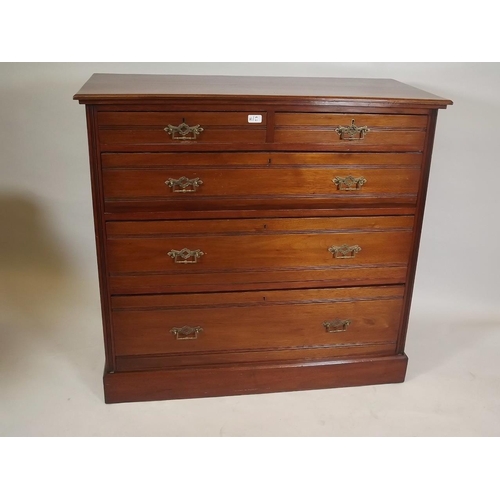 873 - A Victorian walnut chest of two over three drawers on a plinth base, 42