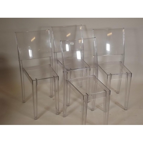 898 - A set of four Kartell La Marie transparent polycarbonate stacking chairs in crystal, designed by Phi... 