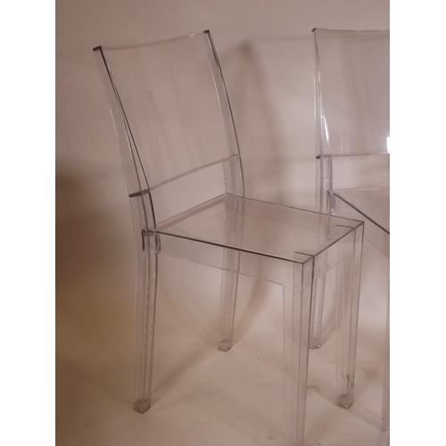 898 - A set of four Kartell La Marie transparent polycarbonate stacking chairs in crystal, designed by Phi... 