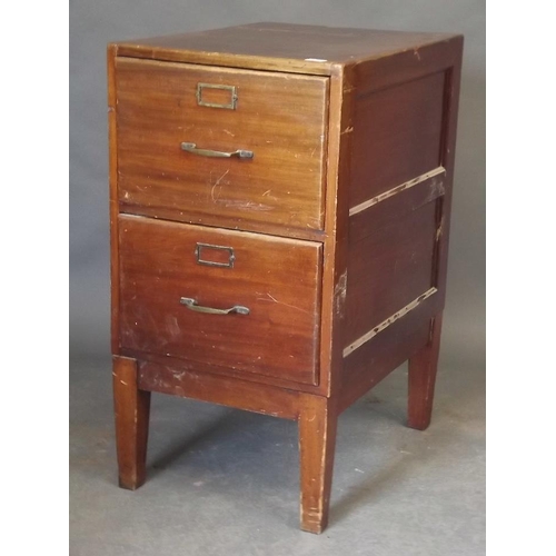 903 - An Edwardian two drawer mahogany filing cabinet, raised on square tapering supports, 19