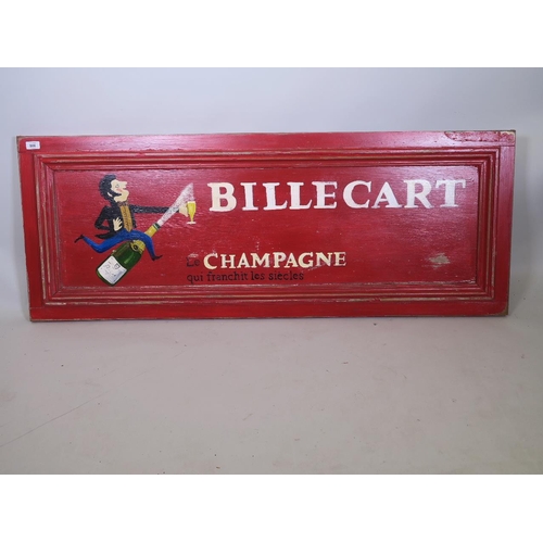 906 - A painted sign advertising 'Billecart' French champagne, 21