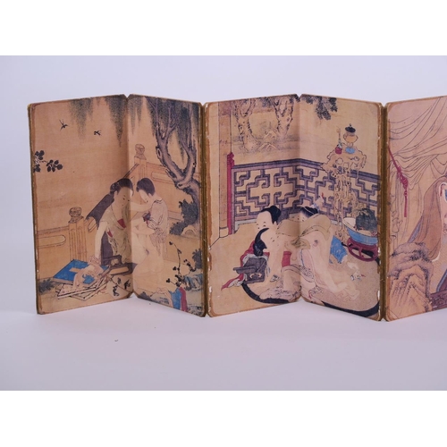 51 - A Chinese printed concertina book of erotic images, 3½