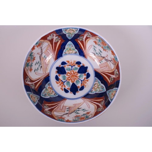 50 - An Oriental porcelain bowl decorated in the Imari palette, 9½