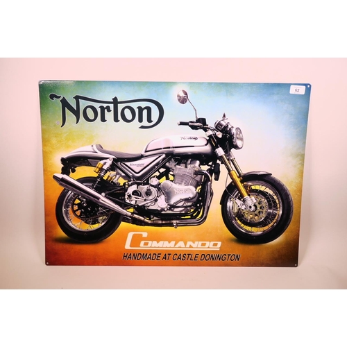 62 - A novelty metal advertising sign for the Norton Commando, 27½